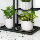 NNEAGS 2X 4 Tier 5 Pots Black Metal Plant Stand Flowerpot Display Shelf Rack Indoor Home Office Decor