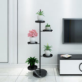 NNEAGS 3 Tier Black Round Plant Stand Flowerpot Tray Display Living Room Balcony Metal Decorative Shelf