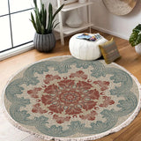 NNEAGS 2X 90cm Mandala Round Rug Boho Design Hippie Area Rug Anti-slip Doormat, Home Decor