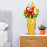 NNEAGS 35x17cm Yellow with White Mini Floral Large Ceramic Flower Vase Elegant Living Room Home Decor