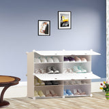 NNEAGS 4 Tier 2 Column White Shoe Rack Organizer Sneaker Footwear Storage Stackable Stand Cabinet Portable Wardrobe with Cover