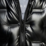 NNEAGS abbee Black XL Winter Hooded Glossy Down Jacket Stylish Lightweight Quilted Warm Puffer Coat