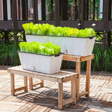 NNEAGS 35cm Small White Rectangular Flowerpot Vegetable Herb Flower Outdoor Plastic Box Garden Decor