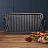 NNEAGS 2X 50.8cm Cast Iron Ridged Griddle Hot Plate Grill Pan BBQ Stovetop