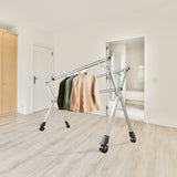 NNEAGS 2X 200cm Portable Drying Rack Clothes Steel Laundry Rack Foldable Space-Saving Laundry Holder 3 Poles