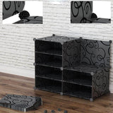 NNEAGS 10 Cubes Black Portable Wardrobe Divide-Grid Modular Storage Organiser Foldable Closet with Doors