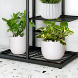NNEAGS 7 Tier 8 Pots Black Metal Plant Stand Flowerpot Display Shelf Rack Indoor Home Office Decor