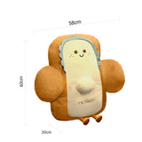 NNEAGS 58cm Cute Face Toast Bread Cushion Stuffed Car Seat Plush Cartoon Back Support Pillow Home Decor