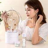 NNEAGS 2X White 360 Degree Rotating LED Light 2 Layered Jewelry Storage Box Waterproof Dustproof Accessories Organiser