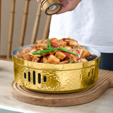 NNEAGS 26cm Dry Pot with Hammered Texture, Natural Gold Color Kitchen essential