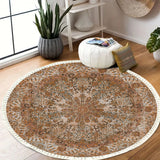 NNEAGS 120cm Mandala Pattern Circle Area Rugs for Living Room Lounge, Anti-slip Doormat, Home Decor
