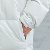 NNEAGS abbee White Large Winter Hooded Overcoat Long Jacket Stylish Lightweight Quilted Warm Puffer Coat