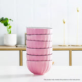 NNEAGS Pink Japanese Style Ceramic Dinnerware Crockery Soup Bowl Plate Server Kitchen Home Decor Set of 6