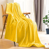 NNEAGS 2X Yellow Throw Blanket Warm Cozy Striped Pattern Thin Flannel Coverlet Fleece Bed Sofa Comforter