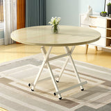 NNEAGS 2X Maple Grain Dining Table Portable Round Surface Space Saving Folding Desk Home Decor