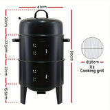 NNETM 3-in-1 Charcoal BBQ Grill & Smoker Portable Outdoor Roaster
