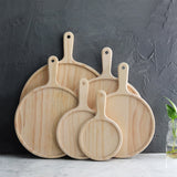 NNEAGS 11 inch Round Premium Wooden Pine Food Serving Tray Charcuterie Board Paddle Home Decor