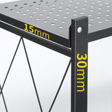 NNEAGS 3 Tier Steel Black Foldable Kitchen Cart Multi-Functional Shelves Portable Storage Organizer with Wheels