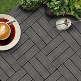 NNEAGS 2X 11 pcs Dark Grey DIY Wooden Composite Decking Tiles Garden Outdoor Backyard Flooring Home Decor