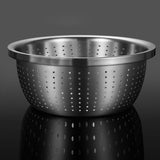 NNEAGS Stainless Steel Nesting Basin Colander Perforated Kitchen Sink Washing Bowl Metal Basket Strainer Set of 5
