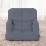 NNEAGS 2X Foldable Lounge Cushion Adjustable Floor Lazy Recliner Chair with Armrest Grey