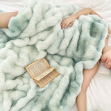 NNEAGS 2X 200cm Light Green Fuzzy Super Soft and Cozy Fluffy Throw Blanket