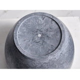 NNEAGS 27cm Weathered Grey Round Resin Plant Flower Pot in Cement Pattern Planter Cachepot for Indoor Home Office