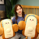 NNEAGS 2X 48cm Cute Face Toast Bread Cushion Stuffed Car Seat Plush Cartoon Back Support Pillow Home Decor