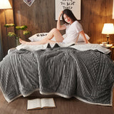 NNEAGS 2X Grey Throw Blanket Warm Cozy Double Sided Thick Flannel Coverlet Fleece Bed Sofa Comforter
