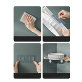 NNEAGS White 360 Degree Wall-Mounted Rotating Bathroom Organiser Corner Vanity Rack Toilet Adhesive Storage Shelf