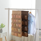 NNEAGS 2X Coffee Double Sided Hanging Storage Bag Underwear Bra Socks Mesh Pocket Hanger Home Organiser