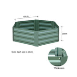 NNEAGS 60cm Hexagon Shape Galvanised Raised Garden Bed Vegetable Herb Flower Outdoor Planter Box