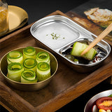 NNEAGS 15cm Silver Sauce Pan with Two Compartments Divided Sauce Dish Kitchen Essential