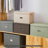 NNEAGS Beige Medium Foldable Canvas Storage Box Cube Clothes Basket Organiser Home Decorative Box