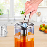 NNEAGS Single 3L Silver Stainless Steel Beverage Dispenser Ice Cylinder Clear Juicer Hot Cold Water Jug
