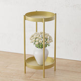 NNEAGS 4X 2 Layer 80cm Gold Metal Plant Stand Flower Pot Holder Corner Shelving Rack Indoor Display