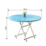 NNEAGS Blue Dining Table Portable Round Surface Space Saving Folding Desk Home Decor