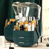 NNEAGS 2X 29cm Green Countertop Makeup Cosmetic Storage Organiser Skincare Holder Jewelry Storage Box with Handle