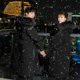 NNEAGS abbee Black XL Winter Fur Hooded Thick Overcoat Jacket Stylish Lightweight Quilted Warm Puffer Coat