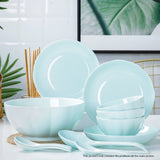NNEAGS Light Blue Japanese Style Ceramic Dinnerware Crockery Soup Bowl Plate Server Kitchen Home Decor Set of 5