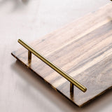 NNEAGS 2X 36cm Brown Rectangle Wooden Acacia Food Serving Tray Charcuterie Board Centerpiece  Home Decor