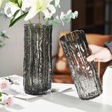 NNEAGS 30.5cm Handcrafted Grey Glass Vase, Classic Design for Home Decor