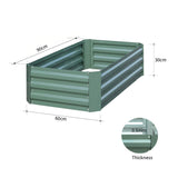 NNEAGS 2X 90cm Rectangle Galvanised Raised Garden Bed Vegetable Herb Flower Outdoor Planter Box