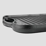 NNEAGS 2X 50.8cm Cast Iron Ridged Griddle Hot Plate Grill Pan BBQ Stovetop
