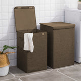 NNEAGS 2X Coffee Medium Collapsible Laundry Hamper Storage Box Foldable Canvas Basket Home Organiser Decor