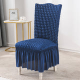 NNEAGS 2X Blue Chair Cover Seat Protector with Ruffle Skirt Stretch Slipcover Wedding Party Home Decor