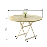 NNEAGS 2X Maple Grain Dining Table Portable Round Surface Space Saving Folding Desk Home Decor