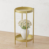 NNEAGS 2X 2 Layer 80cm Gold Metal Plant Stand Flower Pot Holder Corner Shelving Rack Indoor Display