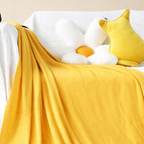 NNEAGS Yellow Acrylic Knitted Throw Blanket Solid Fringed Warm Cozy Woven Cover Couch Bed Sofa Home Decor