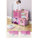 NNEAGS 10 Cubes Princess Design Portable Wardrobe Divide-Grid Modular Storage Organiser Foldable Closet